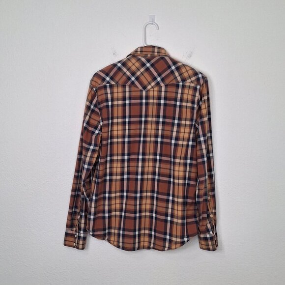 Lucky Brand Western Plaid Shirt Sz M Pearl Snap Button Cowboy Rodeo Classic - Picture 7 of 13